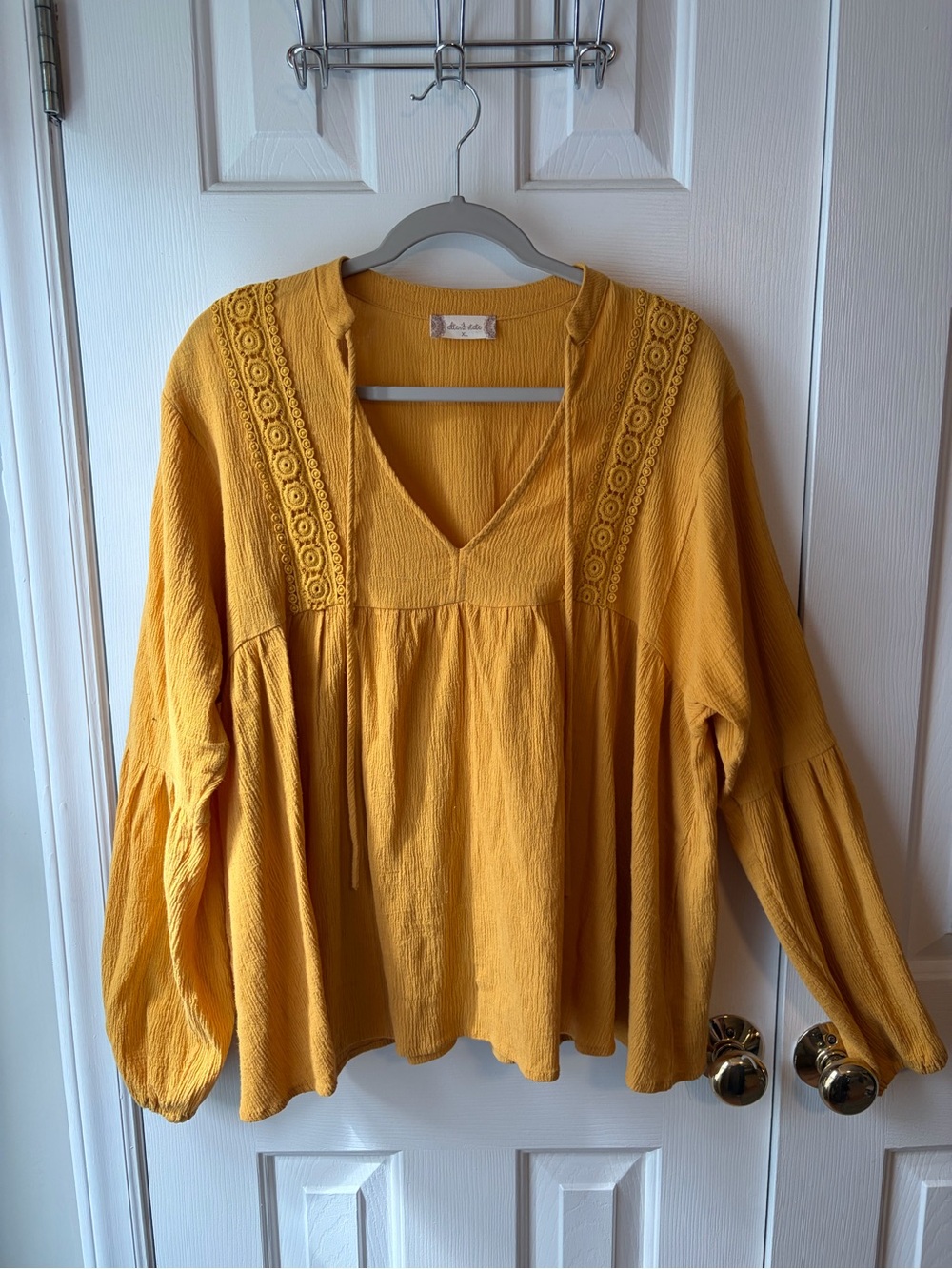 Altar'd State Mustard Yellow Boho Peasant Top